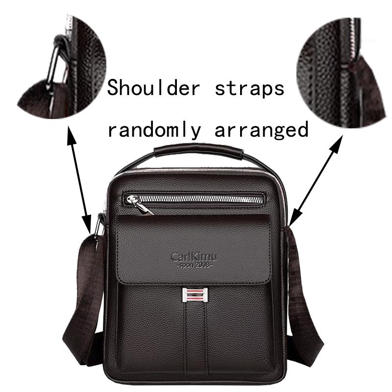 Men Multifunctial Leather Shoulder Bag Multi-Pocket Crossbody Messenger Bag Business Travel Handbag with Top Handle Black