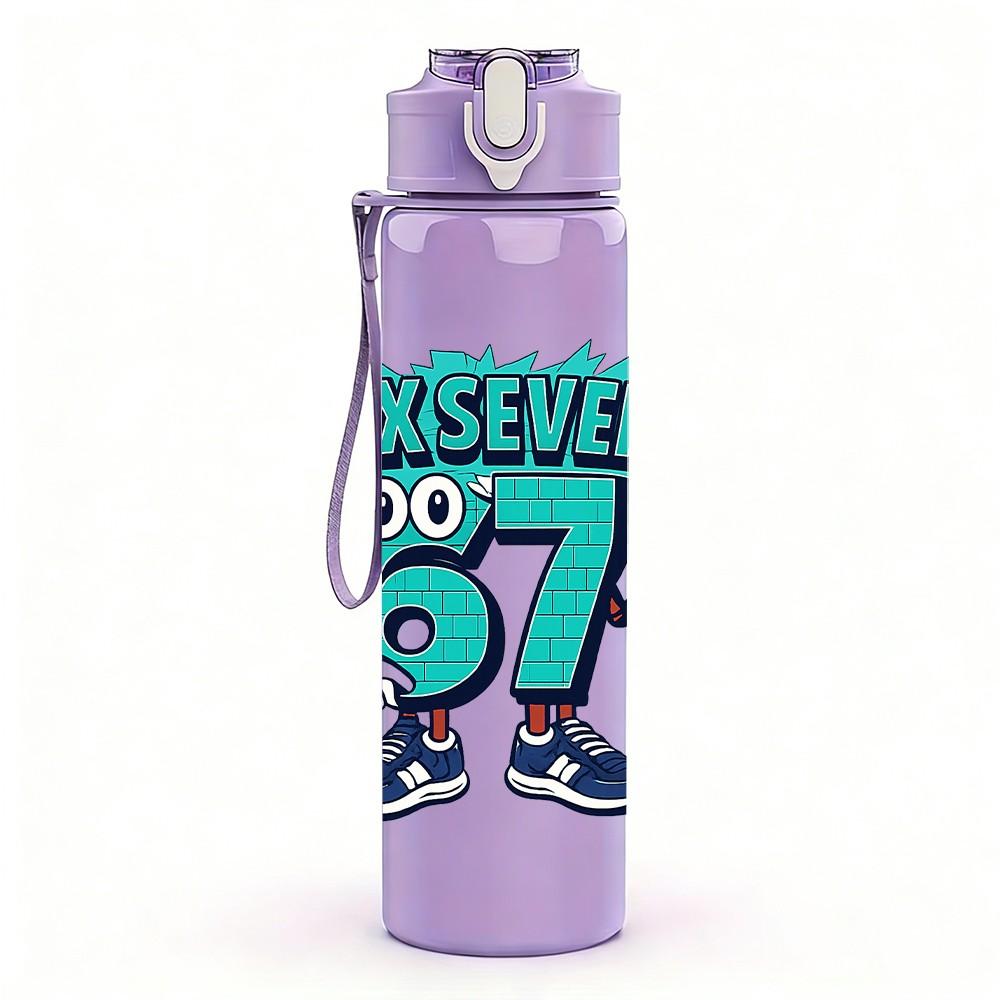 1PC Six Seven Bruh Sneaker Letter 750ml Color Plastic Sports Water Bottle Leakproof Flip Straw Lid Suitable for Sports Office Home Use