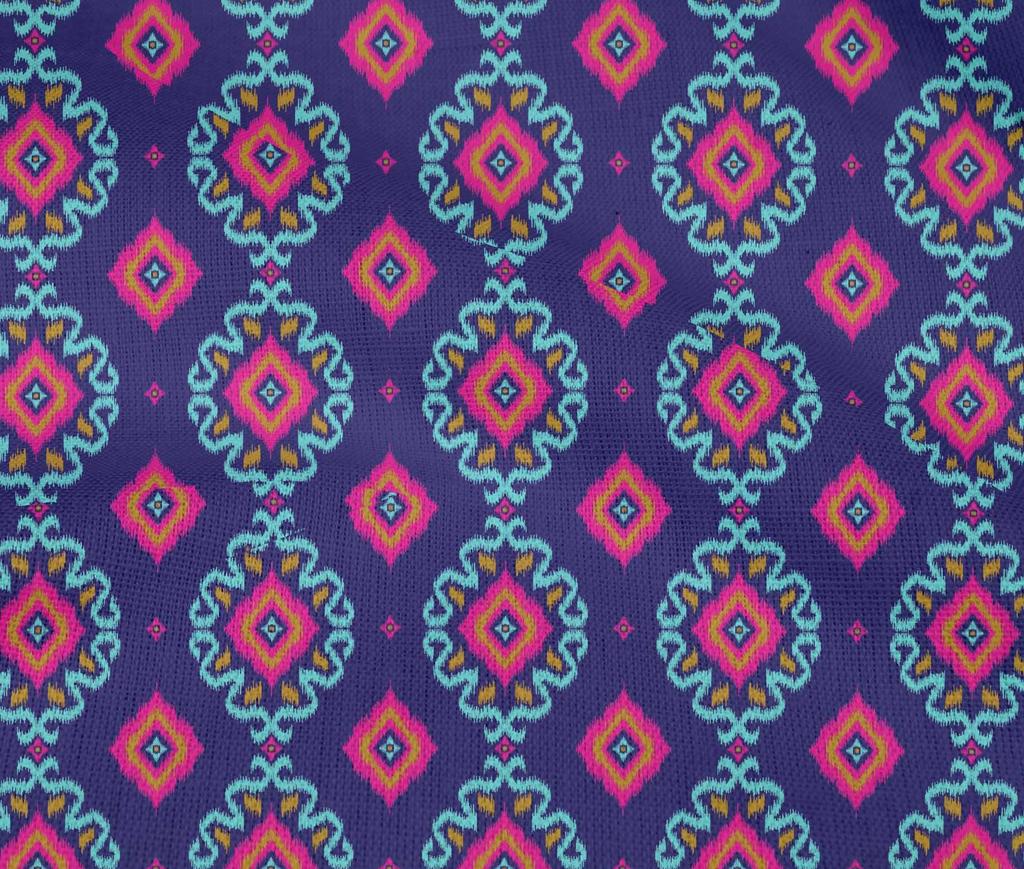 oneOone Cotton Flex Fabric Diamond & Swirl Ikat Print Fabric BTY 40 Inch