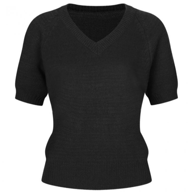 Shop Women S Korean V Neck Light Fit Plain SS Knit Cream Bom Wkn260043