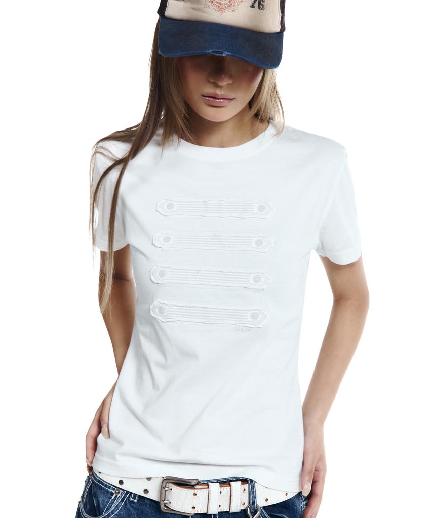 AAKAM Napoleon Corded Half Top (White)