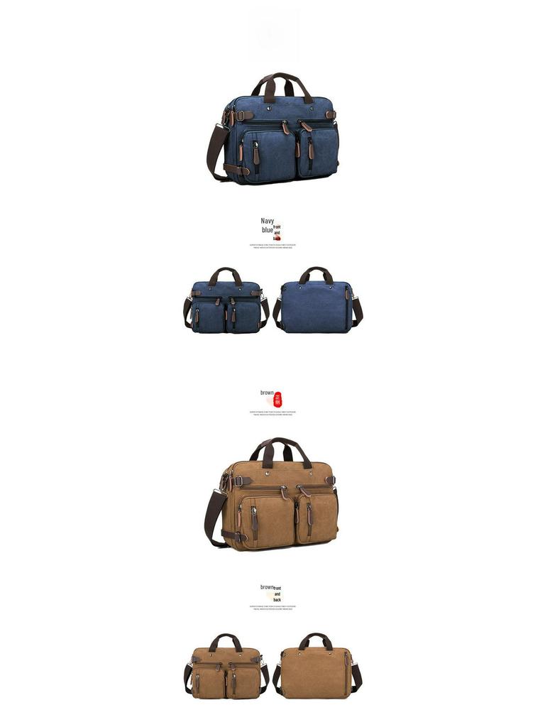 Cross-Border Multifunctional Canvas Backpack: Briefcase, Handbag & Shoulder Bag with Large Capacity for Laptops & Casual Travel.