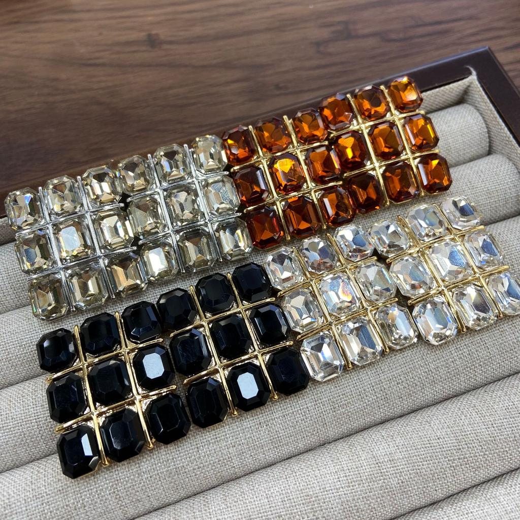 Fashion Retro Style Coffee White Glazed Earrings Jiugongge High-End Sense Medium And Ancient Style Stud Earrings Female