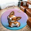 1pz Tappetino Rotondo Carino Corgi per Sedia Area Tappeto Ufficio - Antiscivolo, Tappetino per Pavimento per Ufficio, Camera da Letto, Ideale Regalo Decorazione Casa p0105040