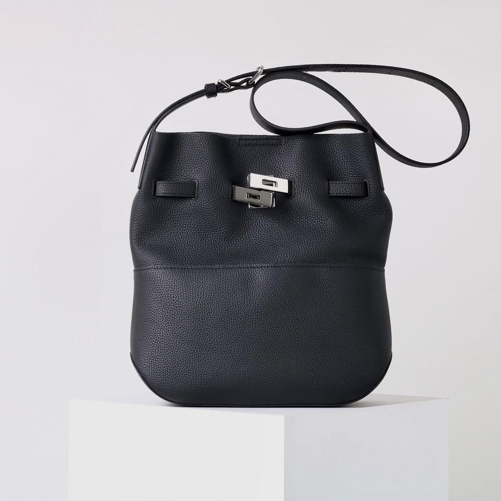 Kopfschicht Rindsleder Eimer Tasche Leinwand Große Kapazität Einfach Pendeln Vielseitig Crossbody Einzelne Schulter
