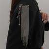 Paper Clip Shape Golden Beaded Tassel Brooch Light Luxury Style Tassel Ornaments  Girl Gift