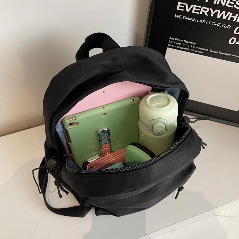 Minimalist Backpack for Women and Men Lightweight Nylon School Bag with Front Pocket