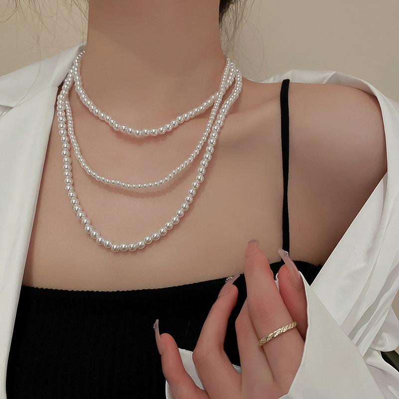 Irregular Long Pearl Necklace French Light Luxury Temperament Sweater Chain Niche Simple High Sense Necklace Women
