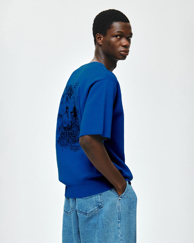 ZIOSONGZIO Scherzo Artwork Crewneck Knit Blue Zi3Kt313Bl