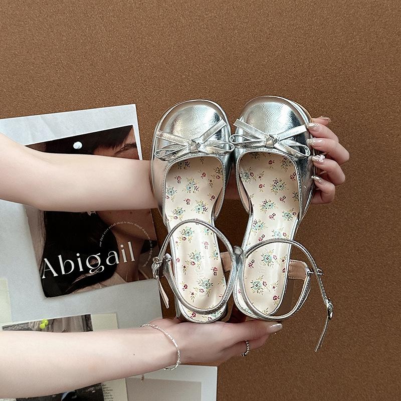Summer New Fashion Outer Wear Thick Heels High Heels Bow Comfortable Versatile Mary Jane Single Shoes