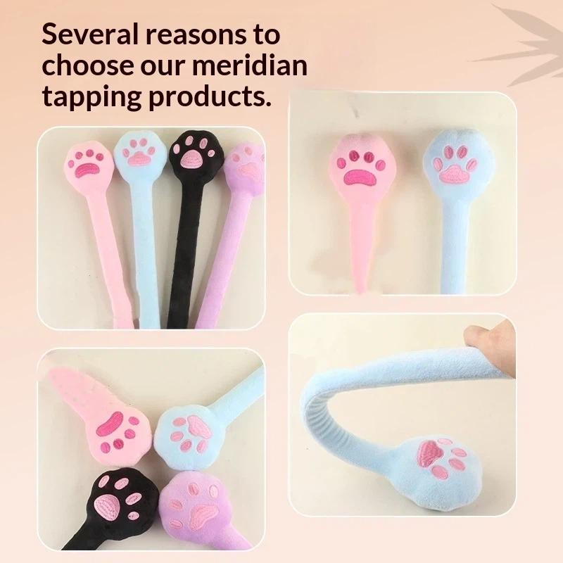 1Pcs Soft Cat Claw Massage Hammer Elastic Long Handle Portable Handheld Massager for Neck Muscle Relaxation Travel Use