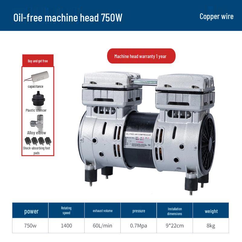 Outus Silent Oil-Free Compressor Head, 220V, All-Copper Motor, 550W-1500W