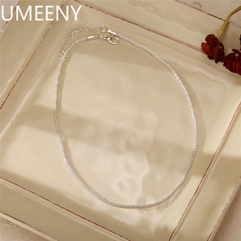 New S925 Sterling Silver Necklace 2mm Sparkling Collarbone, Sweater Chain, High Charm Zircon Gift Women