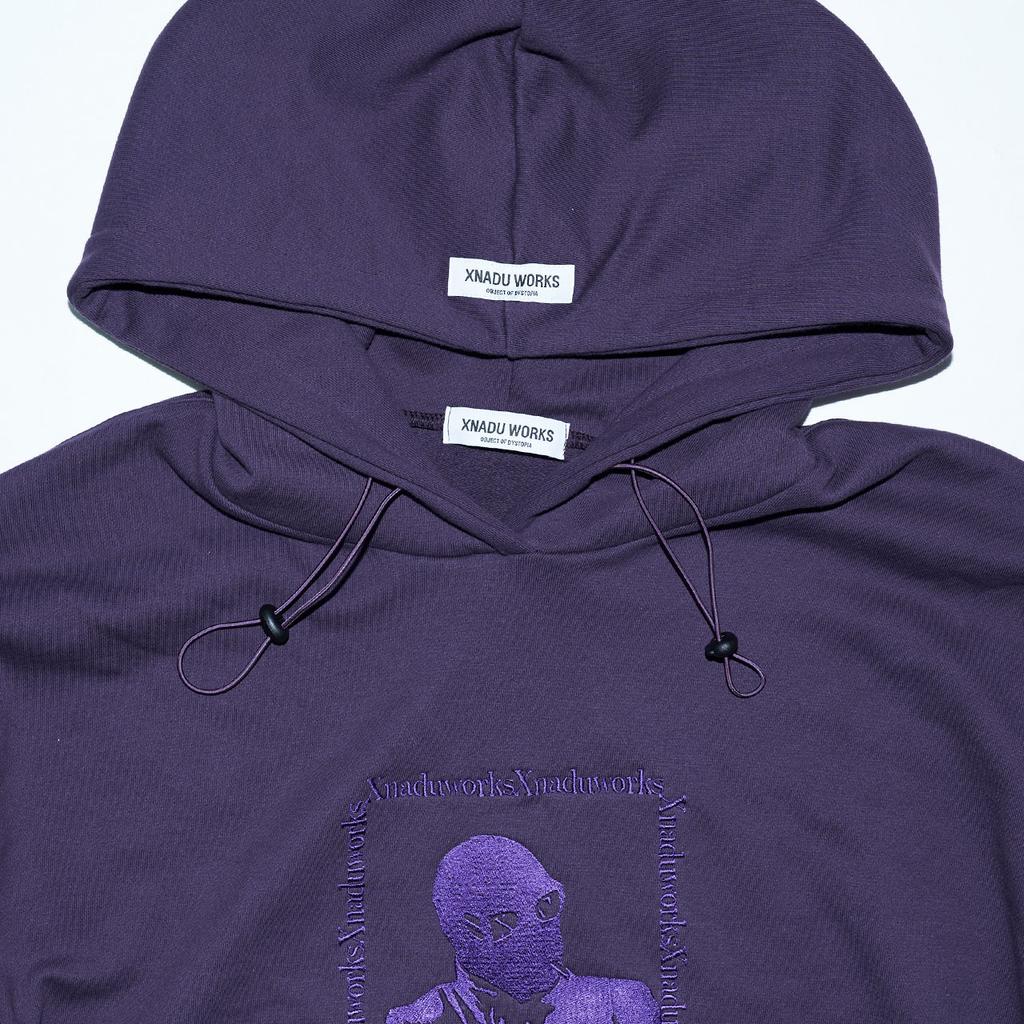 Square Embroidered Logo Hoodie Purple