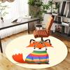 1pc fox rainbow sweater Round Chair mat Area Rug - Non-Slip, Floor Mat for Office, Bedroom, and Indoor Decor -Gift c1125003
