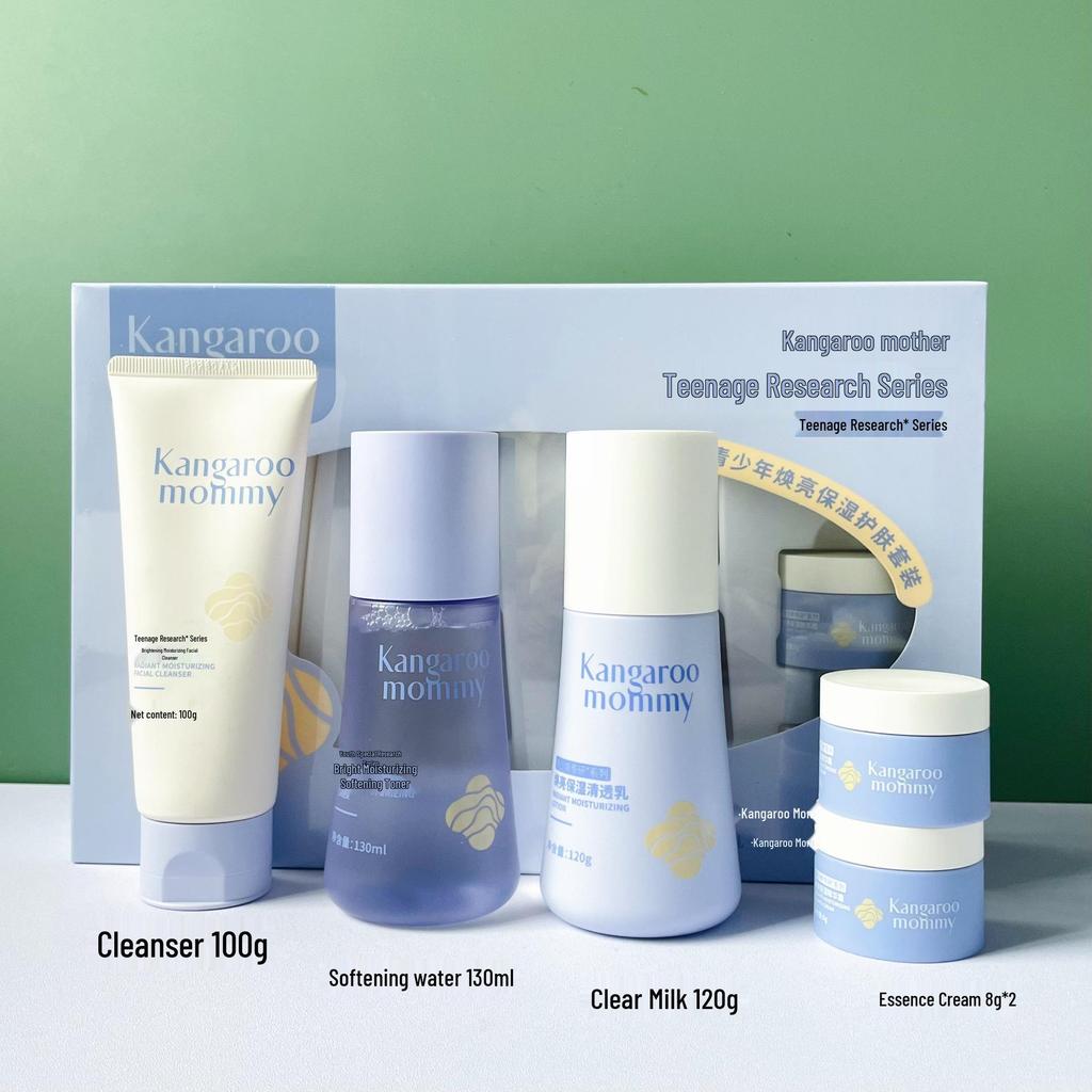 Youth Glow Skincare Kit: Softening Toner, Clear Emulsion, Essence Cream, Cleansing Milk.