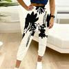 Summer Ladies Butterfly Floral Print Printed Sweatpants Loose Fit Drawstring Joggers Elastic Cuff Daily Casual Pants