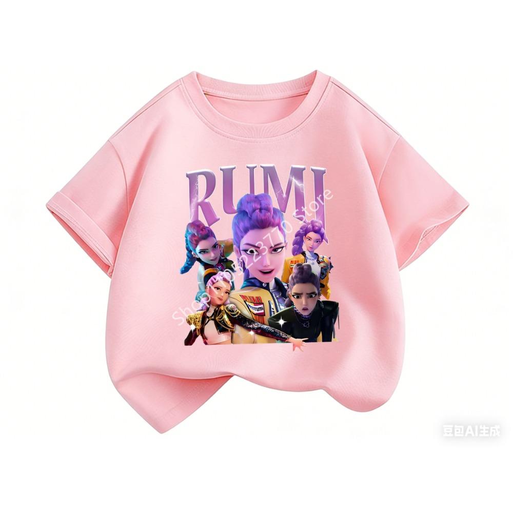 2026 Fun Huntrix Kpop Demon Hunters T-Shirt for Boys Girls Fans Gift Summer Crew Neck Short Sleeve Tees Fashion Kids T-shirt
