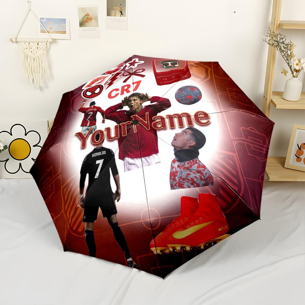 Cristiano Ronaldo Customize Your Name Umbrella Compact Travel Automatic Umbrella Compact 8-Rib Design Sturdy Construction Travel Essential