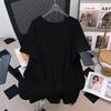 Women's Plus Size Mid-Length Loose Short-Sleeve Slimming T-Shirt (Sizes 200-350 Jin)