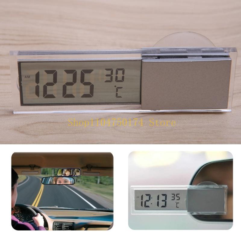 Mini 2 in 1 LCD Digital Auto Car Truck Clock + Thermometer for w/Suction Cup top sale