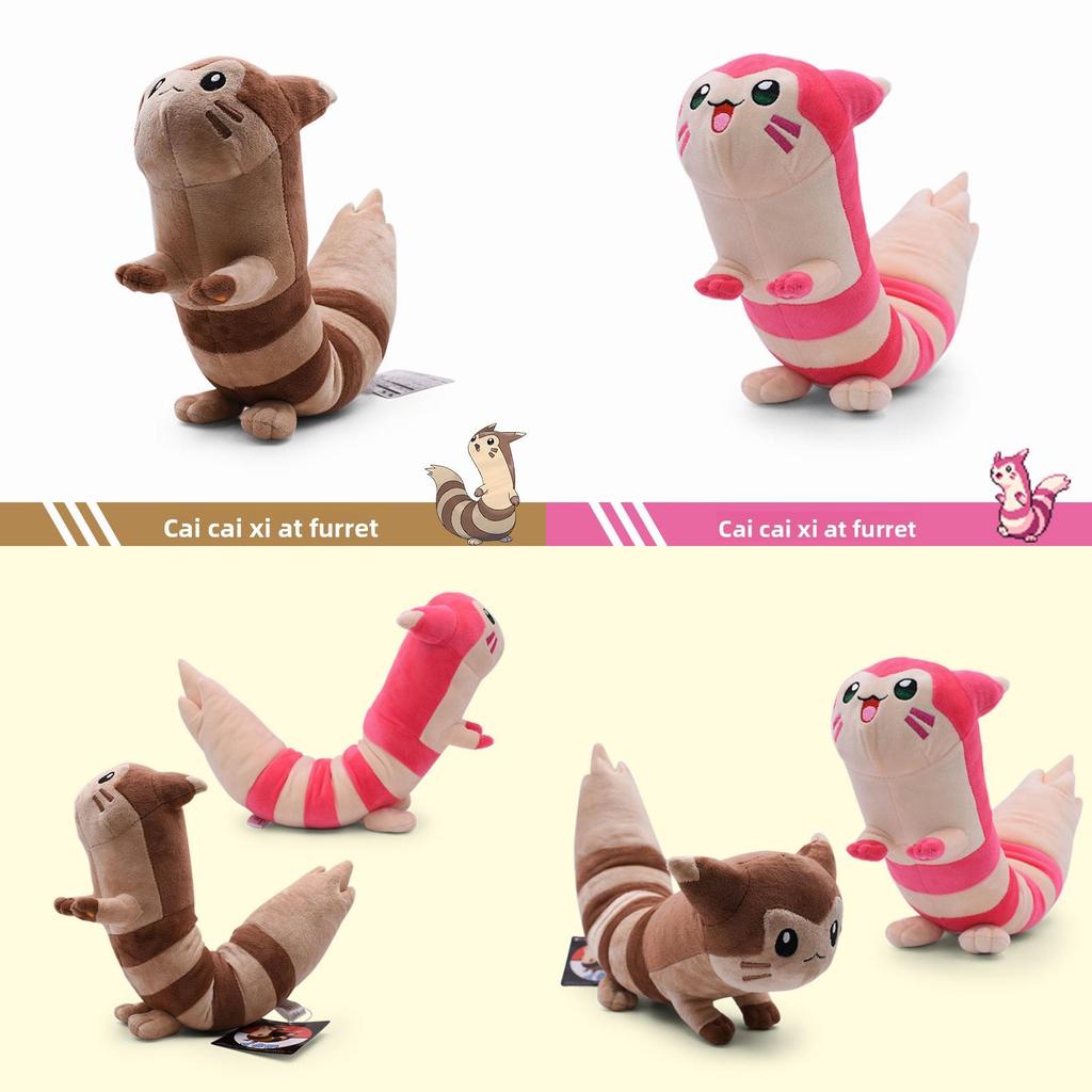 Pokemon Furret Pluche Speelgoed Met Buigbaar Skelet Voor Kinder Speelkamer Decoratie