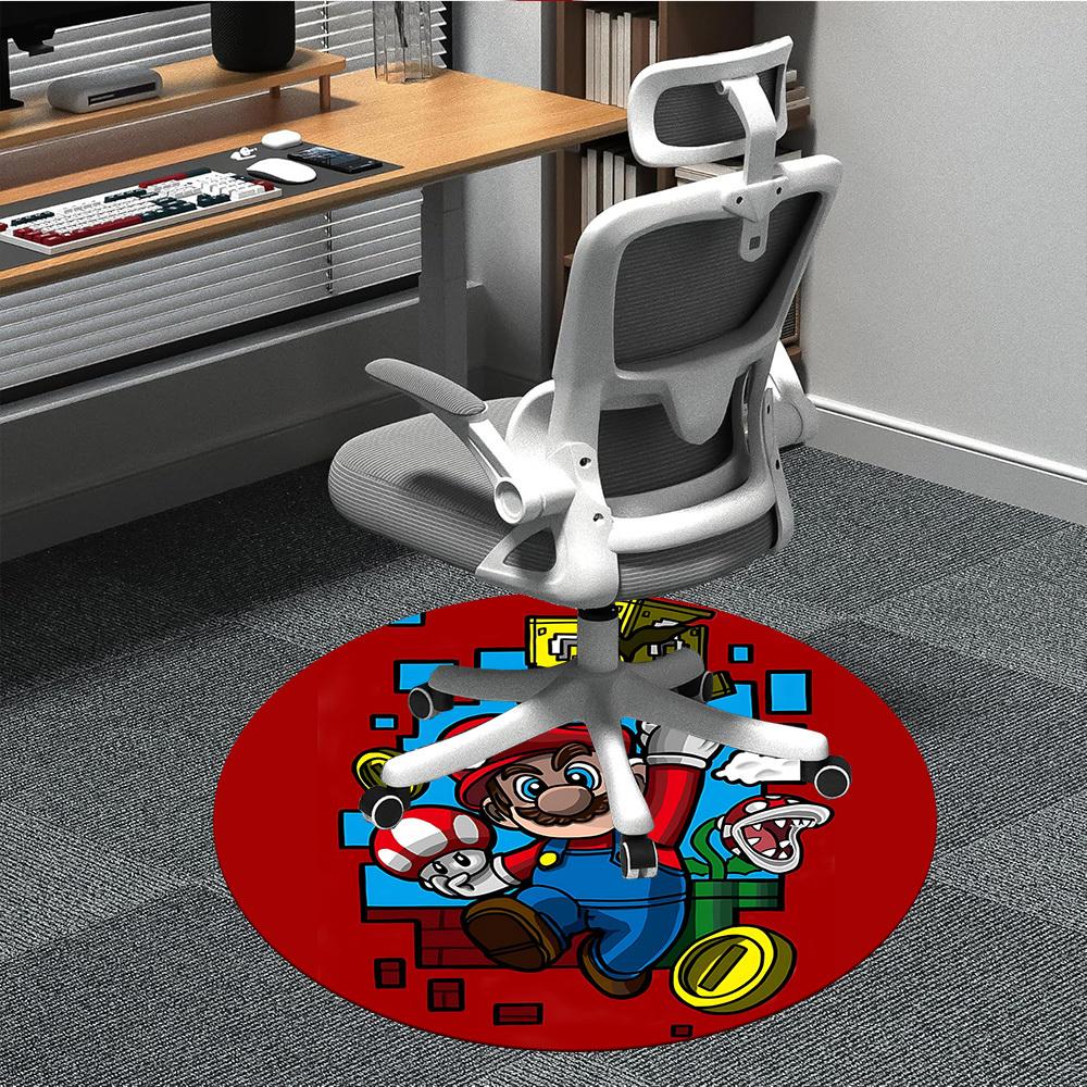 

1pc Mario Adventure Office Round Area Rug, Indoor Mat Suitable For Office, Under Office Chairs Bedroom Living Room Home Decor, Room Deco098 80cm by 80cm