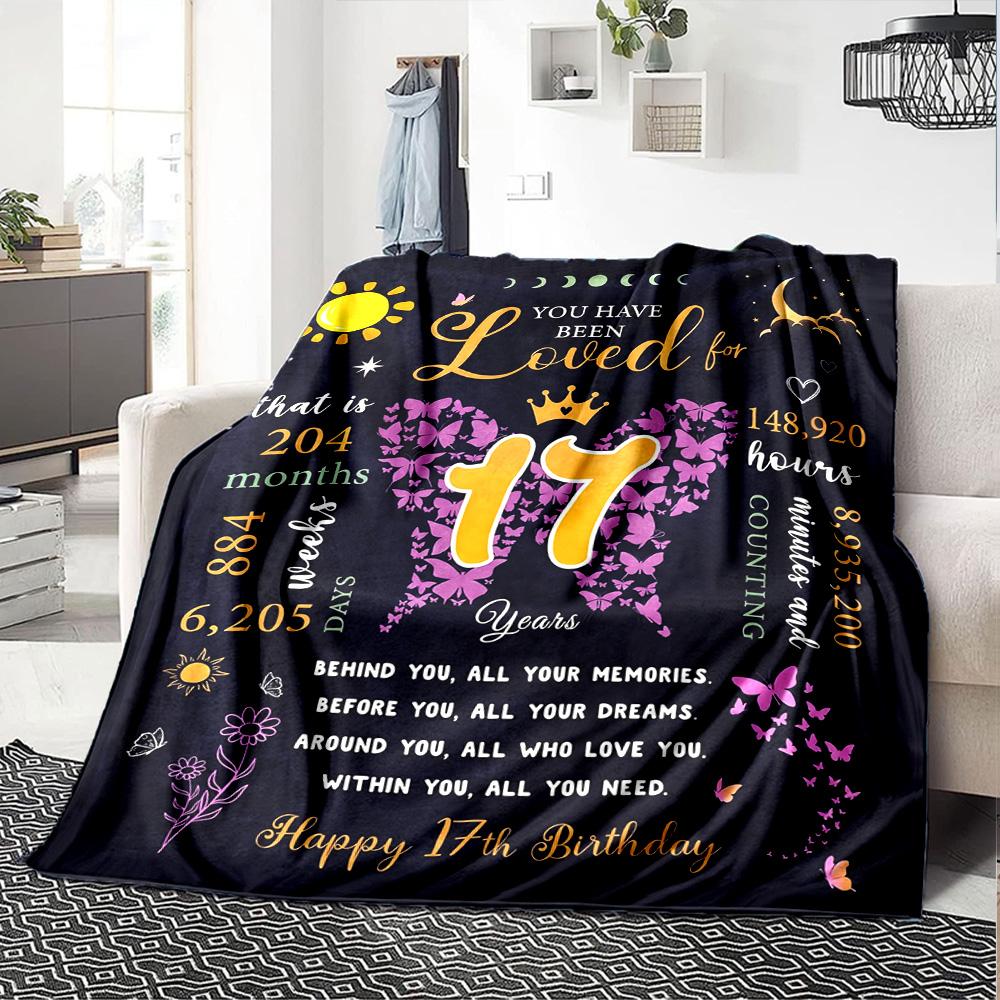 17Th Birthday Celebration Multi-purpose Blanket Comfortable Suitable for Sofa Couch Office Bed Picnics Ideal Gift for Friends Picnic Accessory Y10