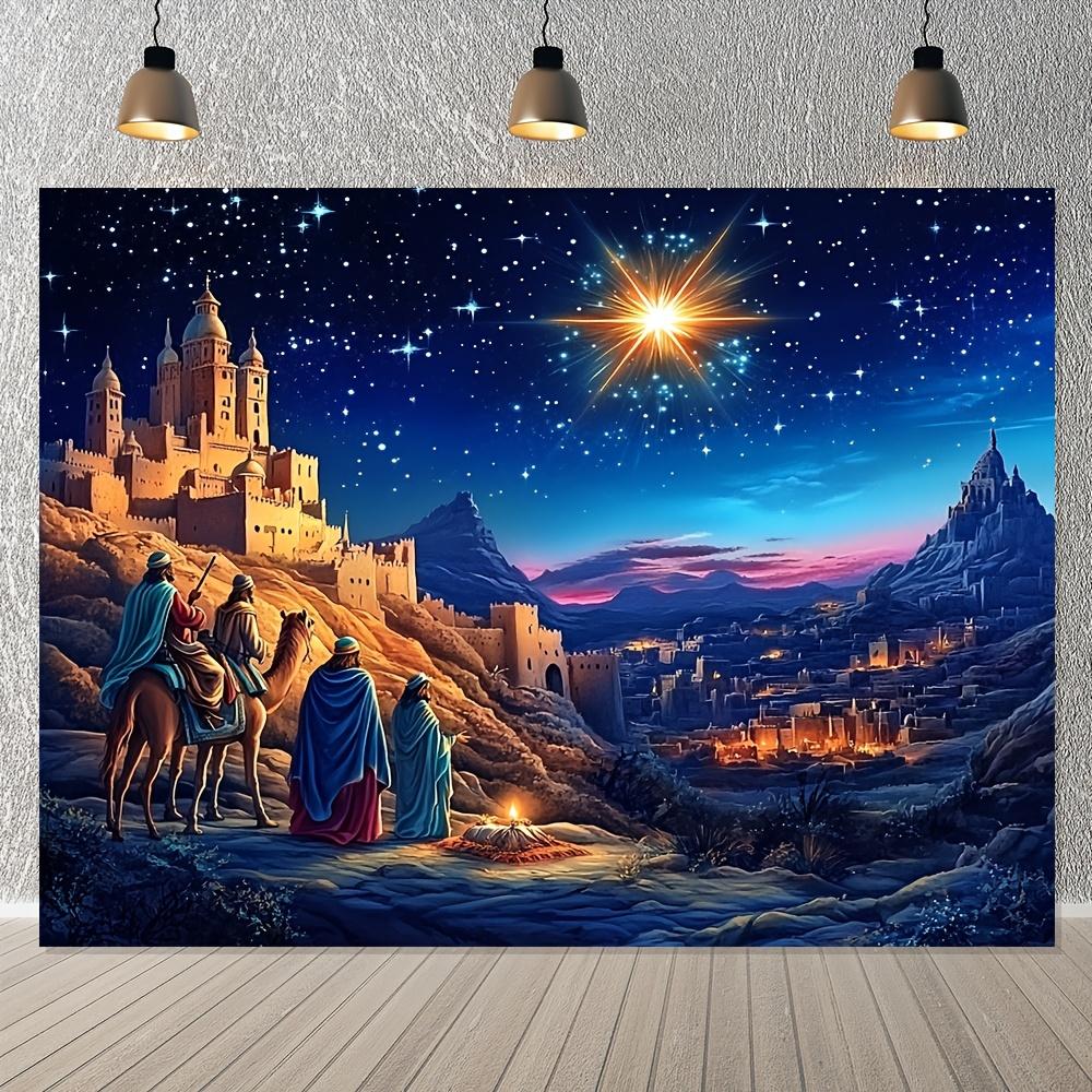 2D Banner 1 Piece 1 Piece Christmas Night Scene Background Suitable for Holiday Decoration Bedroom and Living Room