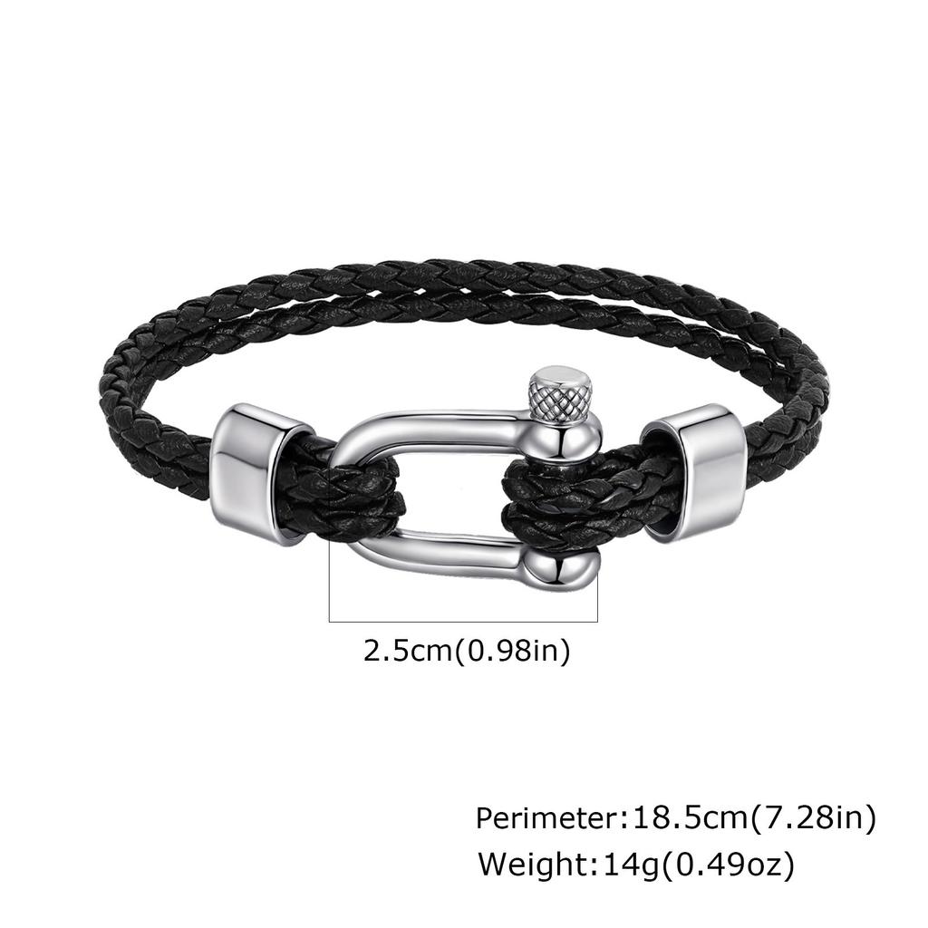 Stylish Leather Bracelet for Men Boys,Black Double Layers Leather Rope Bracelets,Trendy Jewelry Gifts to Dad Husband