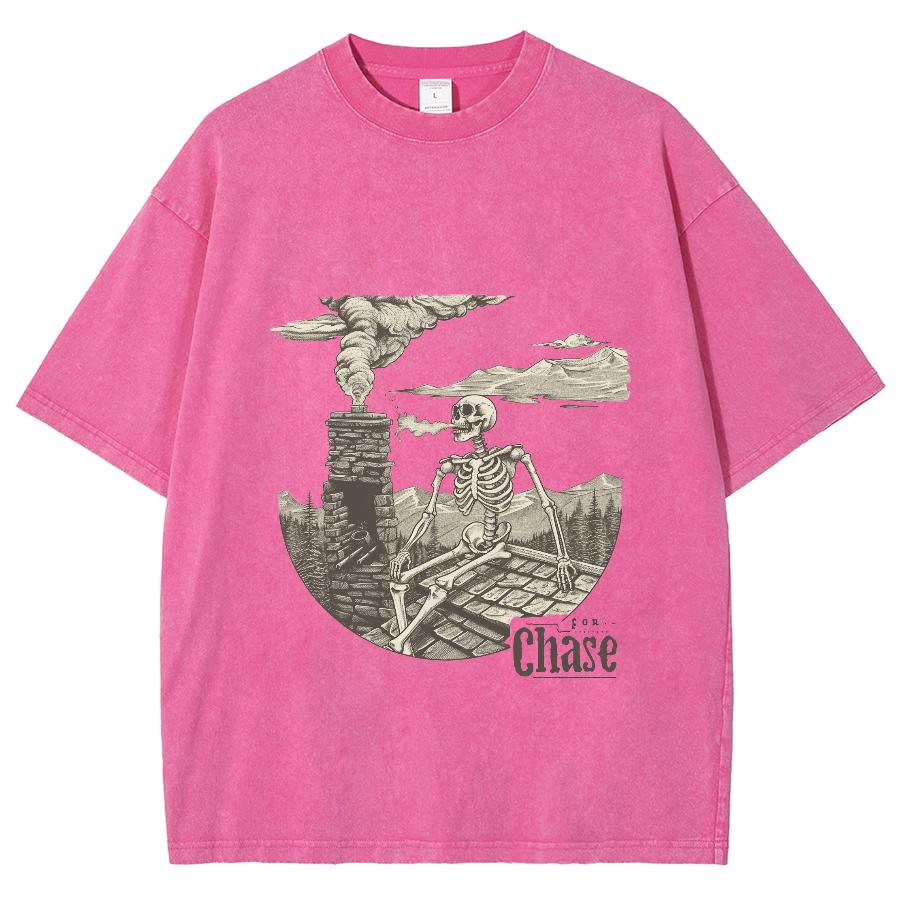 

Футболка с рисунком черепа из мультфильма «Город в индустриальном стиле», хлопковая, женская, мужская, свободного покроя, с круглым вырезом, коротким рукавом, дизайн «Нишевый топ» 3XL