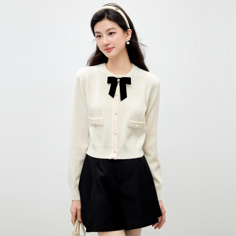 

Elegant Velvet Bow Knit Cardigan S