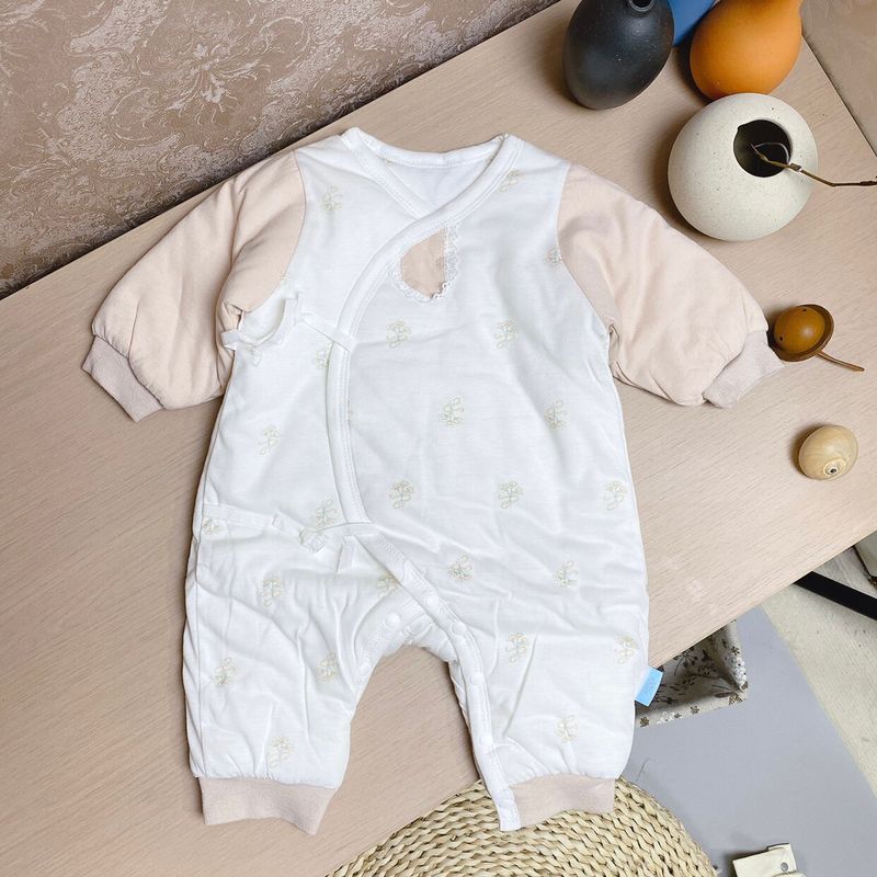 

C41 Fishing Cat Newborn Spring Autumn Winter Baby Infant Tie-Back Butterfly Romper Thin Cotton Warm One-Piece Crawling Suit 51133Khaki 52 cm