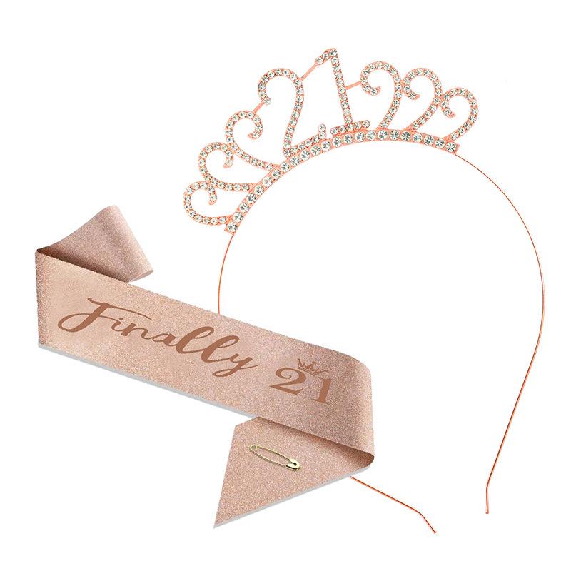 Cross-Border Digital Birthday Crown Set: Headdress, Party Shoulder Strap & Etiquette Belt Photo Prop for Girls