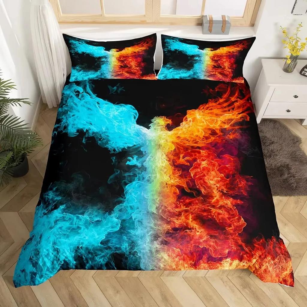 Dragon And Phoenix Duvet Cover Set Queen King Size Fantasy World Monster Bedding Sets Mens Boys And Teenagers Comforter Covers