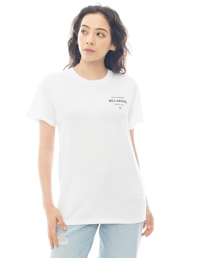 Billabong Modern Square Logo Boy Fit White Tee, Women's,