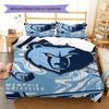 Memphis Grizzlies Pattern Bedding Set Quilt Cover Pillowcase Home Decor Gift (1 * Duvet Cover + 2 * Pillowcase, Without Core)