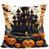 Home Decor Halloween Castle & Pumpkins Throw Pillow Cover Pattern Cushion Cover Suitable For Sofa Bedroom Car Pillow Cover