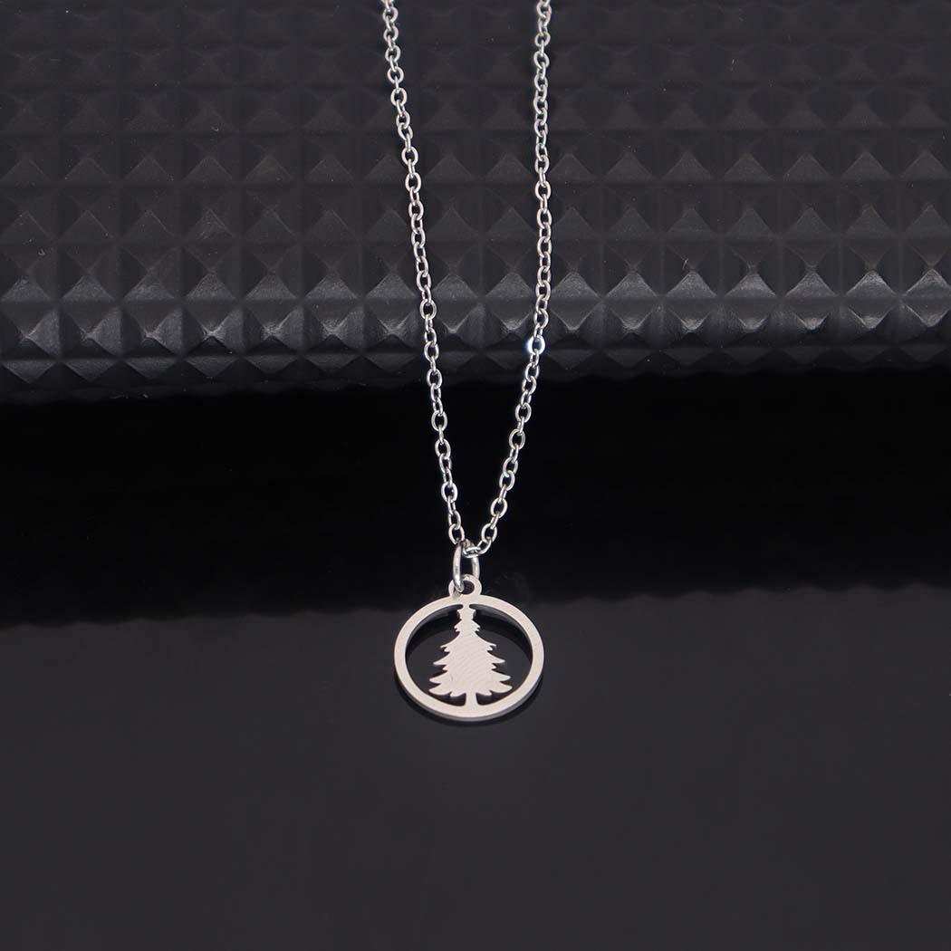 European & American Stylish Tree of Life Christmas Necklace серебряный