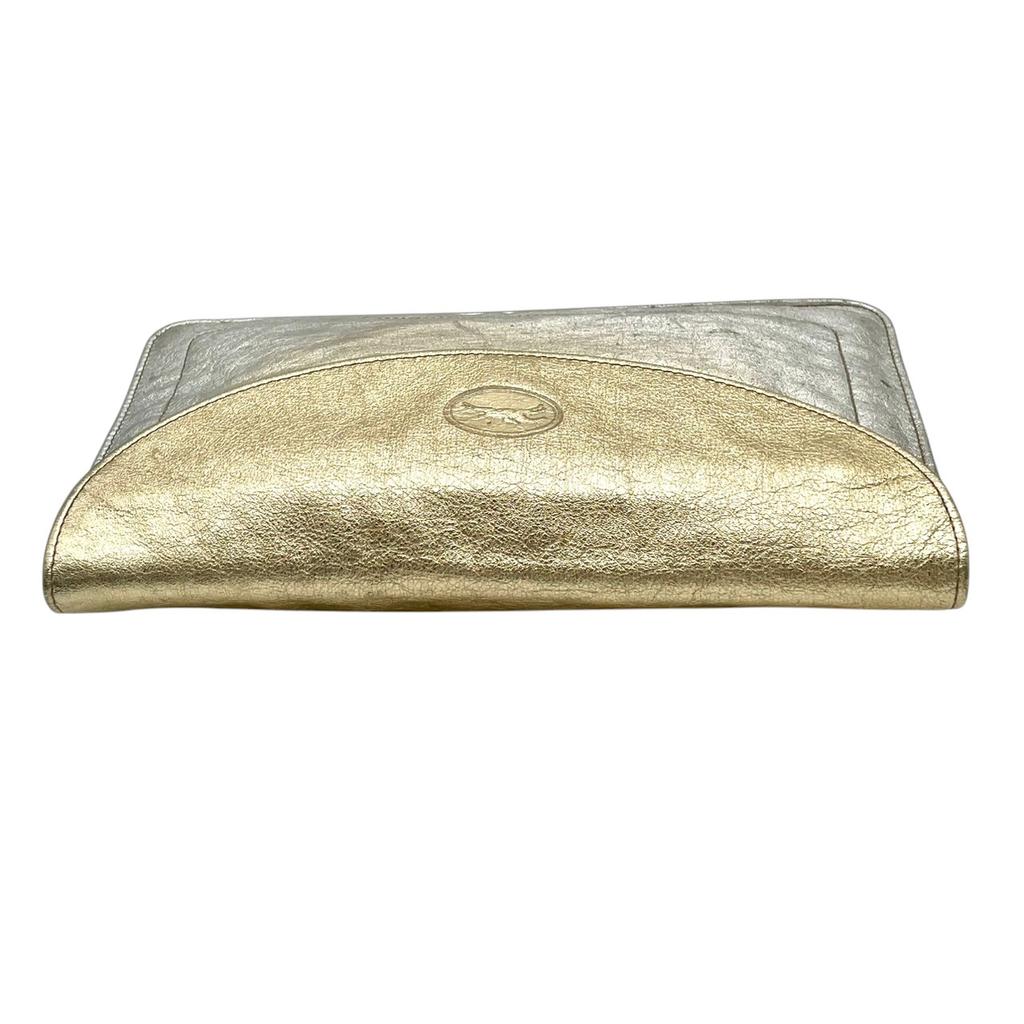 Used Longchamp Clutch bag vintageClutch bag gold/Silver leather Women