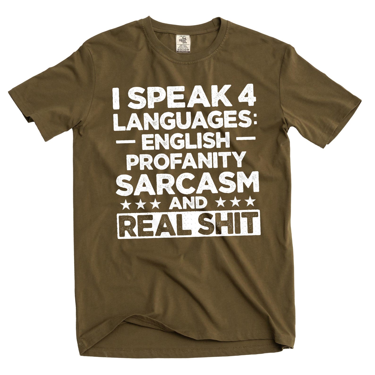 Men s funny I speak 4 languages T-Shirt profanity sarcasm Humorous Tee Shirt L