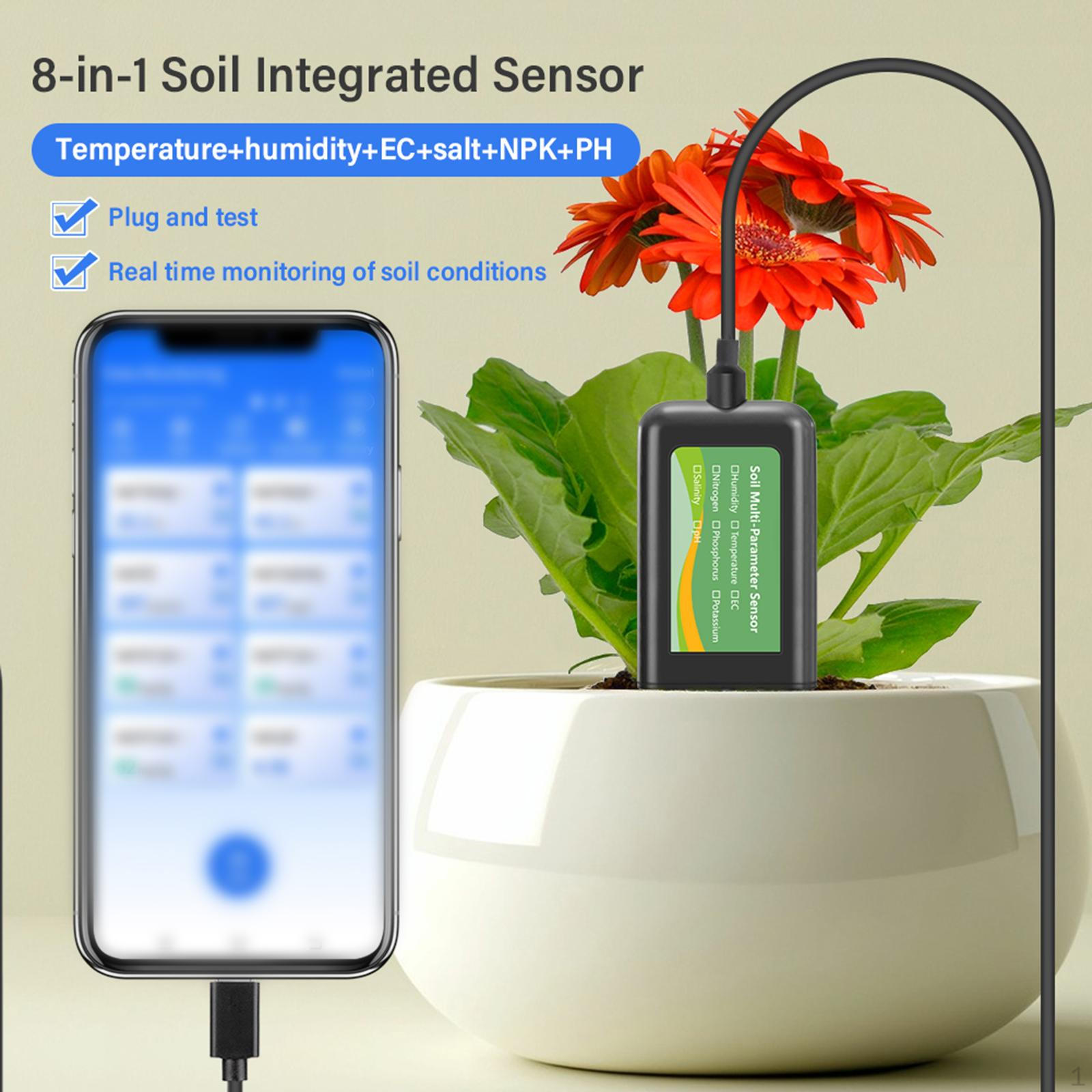 

8 in 1 Soil Tester PH Meter Analyzer Gauge Npk Moisture for Gardening Farming