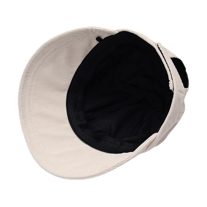 Simple solid color corduroy duck tongue basin hat women's metal buckle wide brimmed hat autumn and winter versatile commuter hat