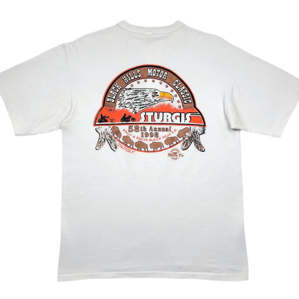 Vintage 1998 Sturgis Motorcycle Rally Henley T-Shirt (M/L) XL
