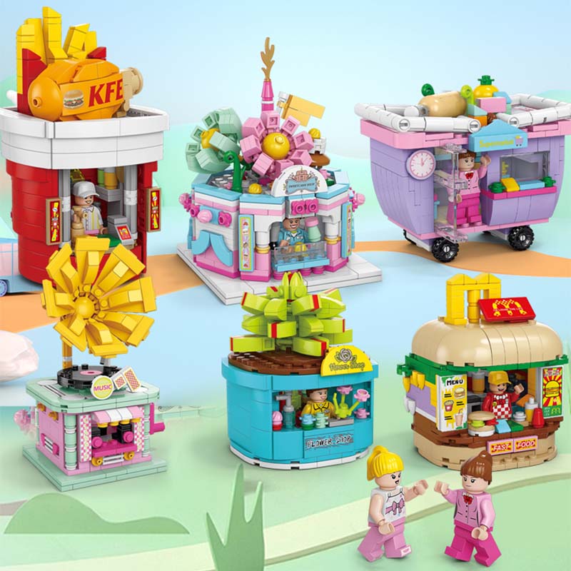 Lele Street View Series Building Blocks Restaurant Model Building Blocks 6 Year Old Children Educational Toys