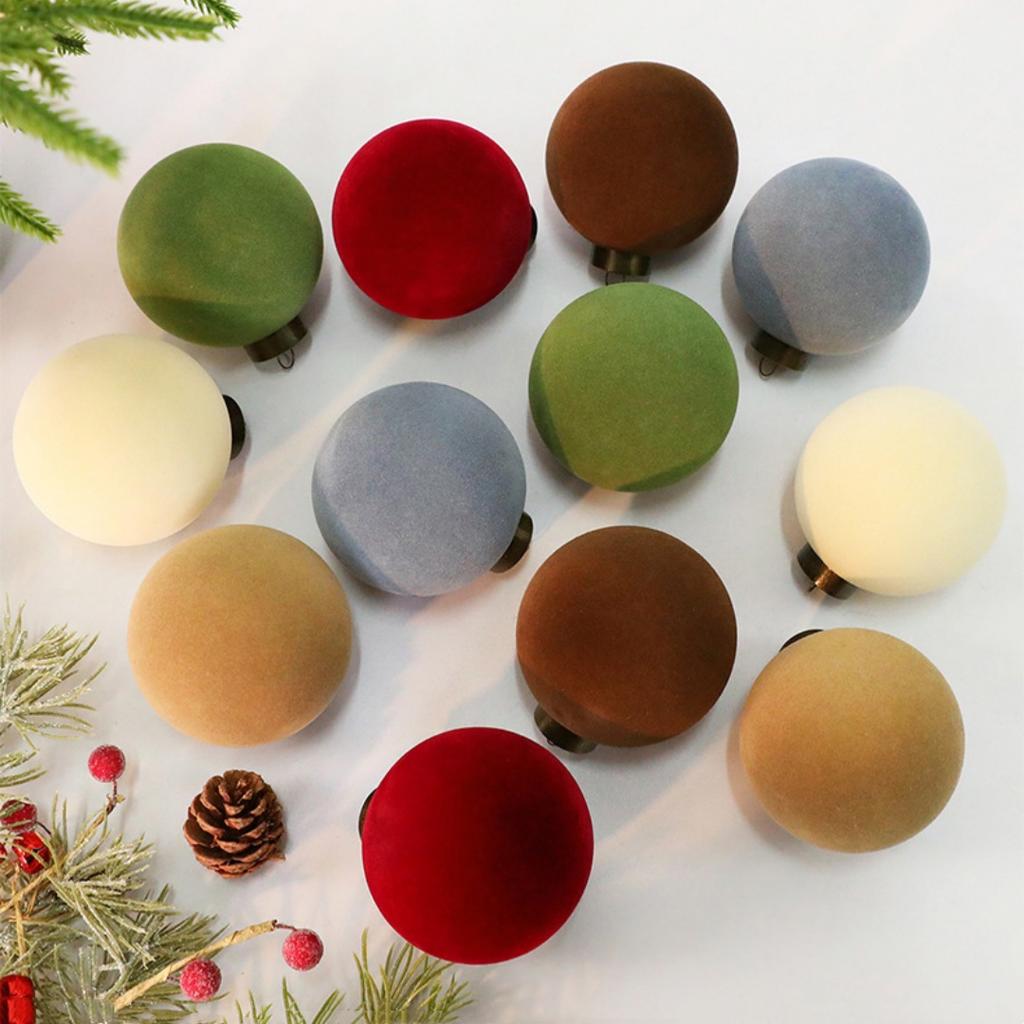 8cm Christmas Tree Hanging Pendent Velvet Flocked Christmas Ball Xmas Tree Decorative Balls Christmas Decoration