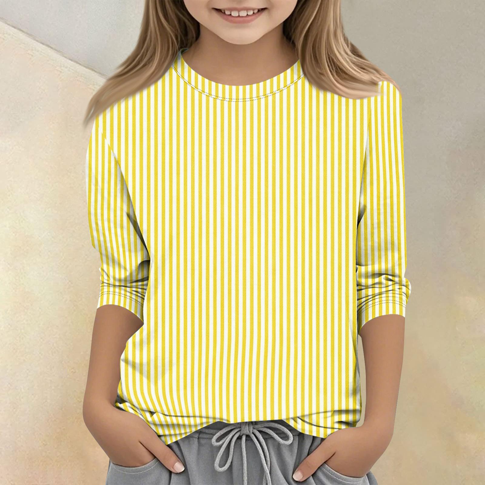 

Children s Printed Round Neck Seven Quarter Sleeve Casual T-shirt 130 жёлтый