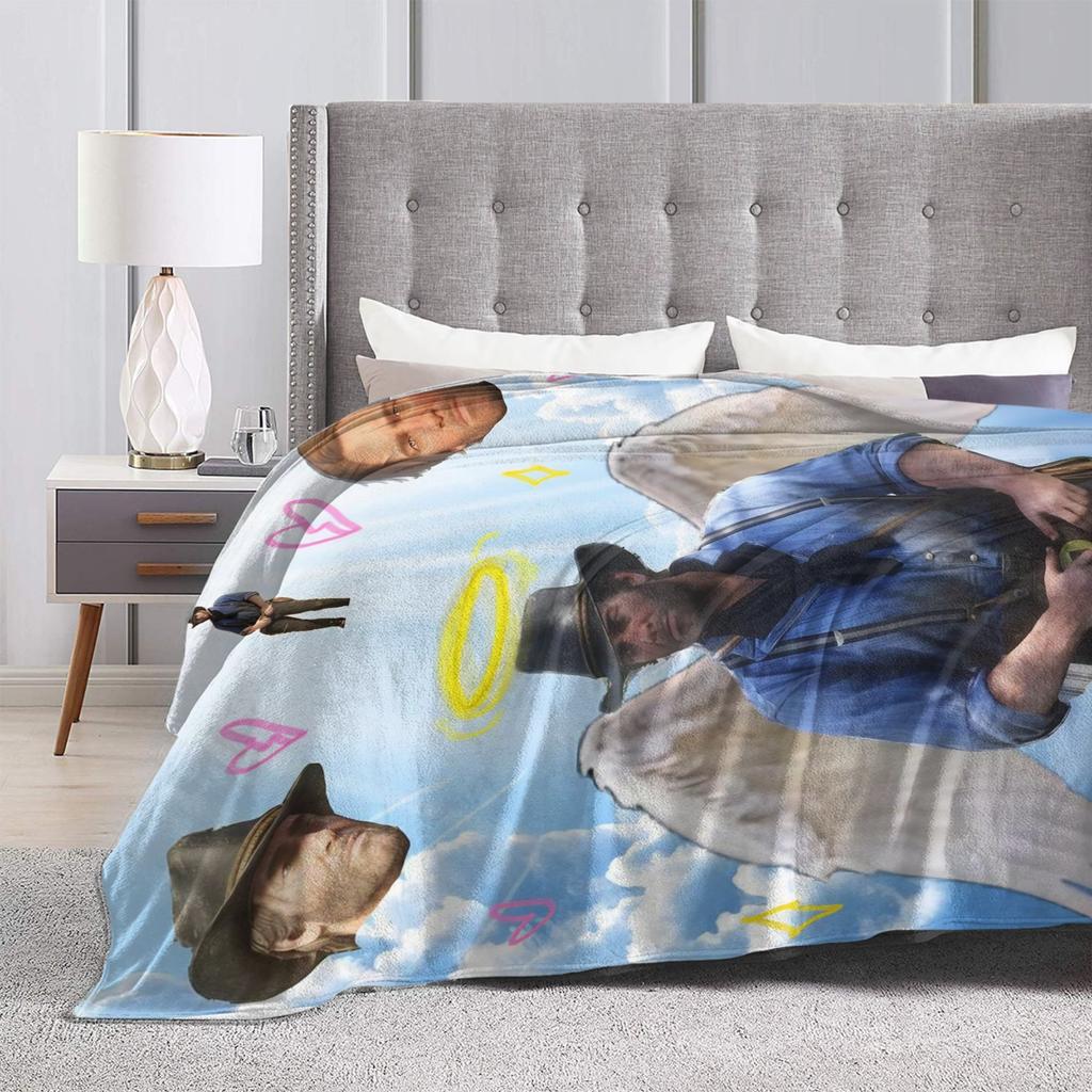Arthur Morgan Red Dead Redemption Flannel Blanket Warm Throw Blanket for Bedroom Picnic Pattern Bedspread Sofa Bed Cover