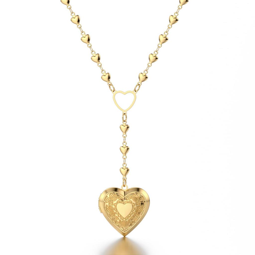 Love Heart Photo Box Pendant Women's Light Luxurious Design High-End Clavicle Necklace