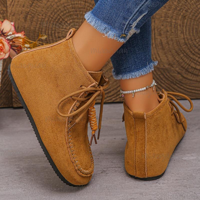 Winter Suede Vintage Plus Size 36-43 Ankle Boots Women's 2026 New Round Toe Wedge Heel Short Boots Women Casual Fashion Footwear